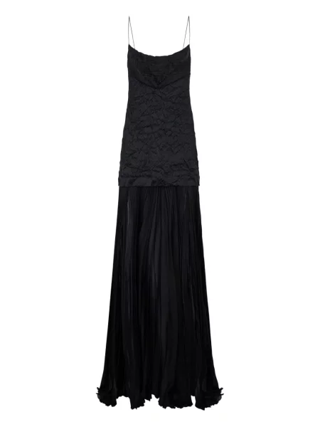Rochie maxi Roberto Cavalli de mătase de costum negru
