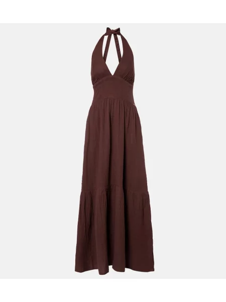 Rochie maxi Melissa Odabash cu gât halter de costum maro