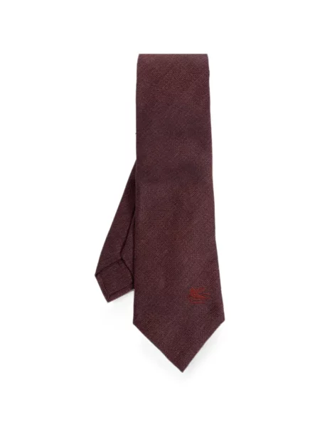Cravată Etro cu broderie de mătase roșu