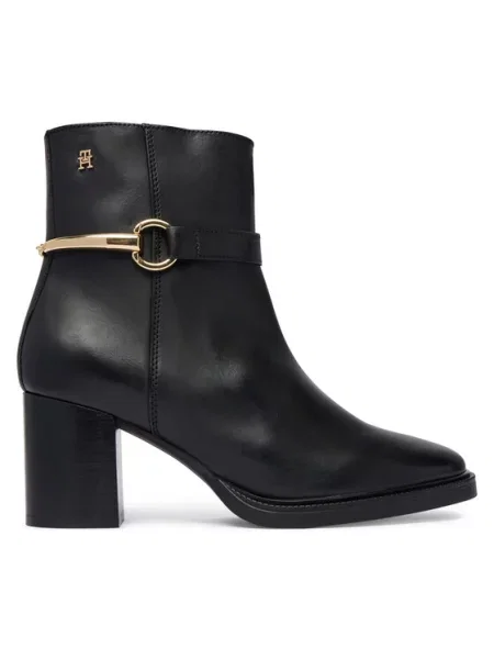 Botine Tommy Hilfiger TH Stud Heel Riding Ankle Boot negru