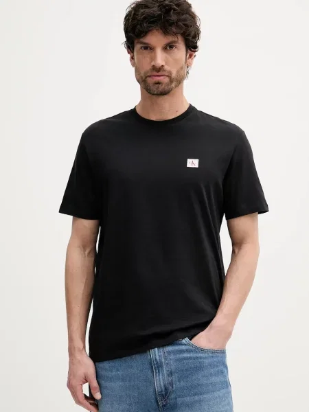 Krótka koszulka Calvin Klein Jeans z krótkim rękawem czarna