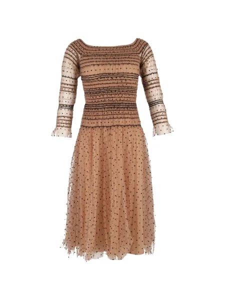 Rochie midi Self-portrait cu buline până la genunchi cu umerii deschiși