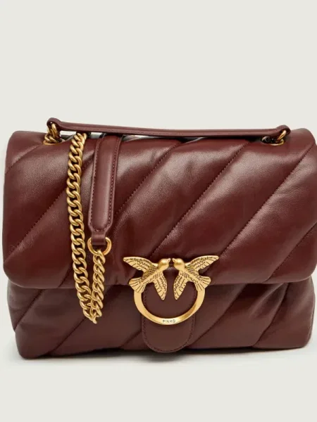 Pinko De piele geantă pe umăr LOVE BIG PUFF CL bordo