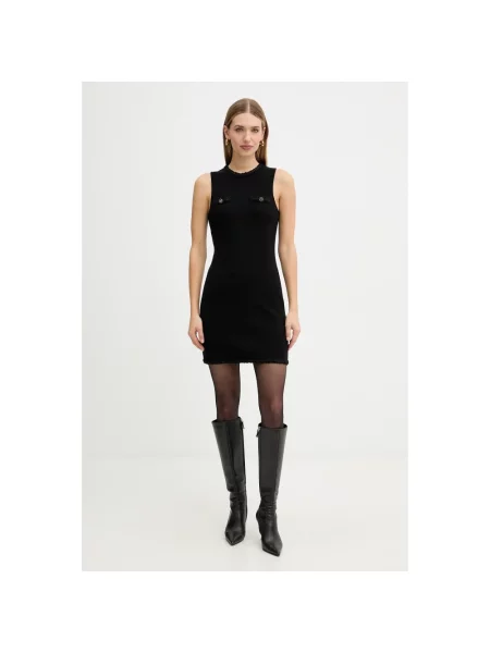 Twinset sukienka z dodatkiem wełny mini dopasowana czarny