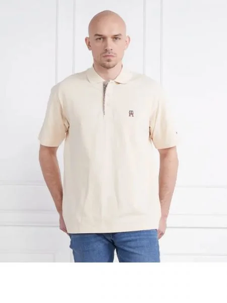 Tommy Hilfiger Tenisz póló MONOGRAM PLACKET ARCHIV bézs