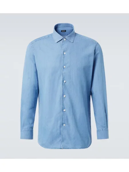 Cămașă Zegna de in albastru