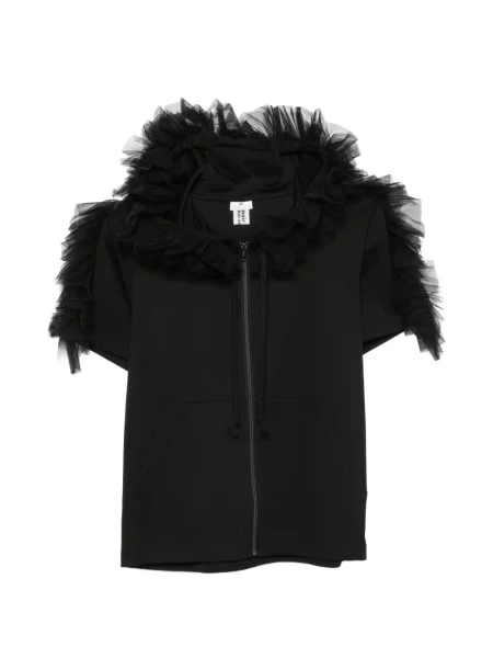 Hanorac cu glugă Noir Kei Ninomiya cu volane din tul negru