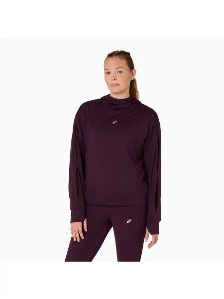 Bluză pentru femei de alergare ASICS Nagino Run Winter Hoodie dark aubergine
