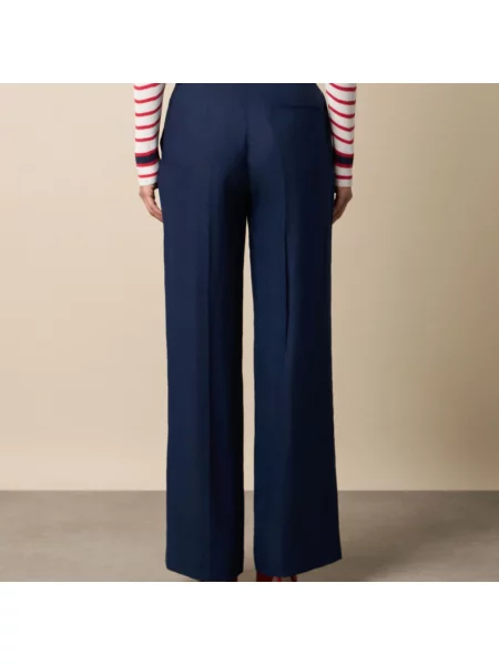 Lniane spodnie Brooks Brothers biznesowe niebieskie
