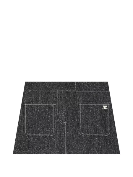 Fustă din denim Courreges cu aplicații negru