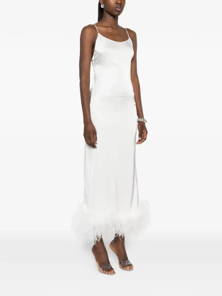 Rochie midi Oseree cu pene alb
