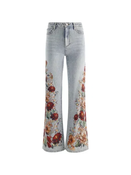 Blugi Alice + Olivia cu talie înaltă cu model floral cu imagine albastru
