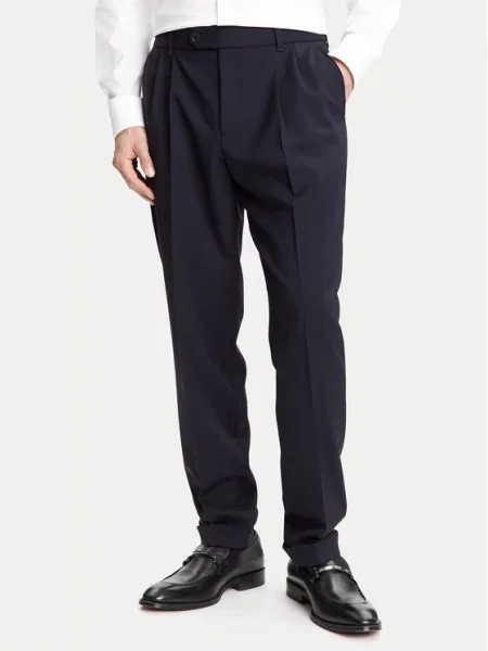 BOSS Hlače C-Perin-DPL Tapered Fit tamnoplava