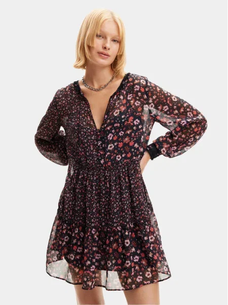 Desigual Rochie de vară Doque Negru bordo