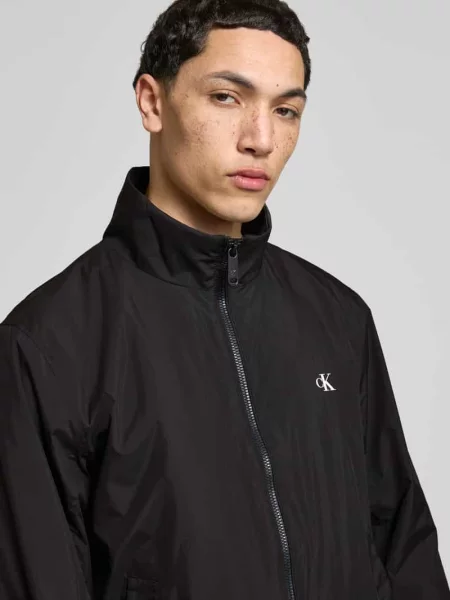 Kurtka treningowa z logo i stójką Calvin Klein Jeans czarna