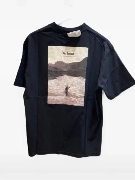 Tricou Barbour International cu imagine negru