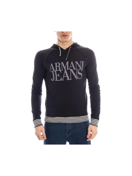Bluza z kapturem Armani Jeans z kapturem niebieska