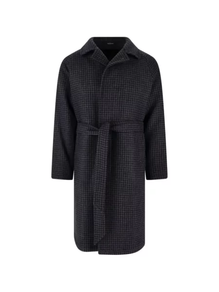 Cu centură palton Tagliatore cu model pepito negru