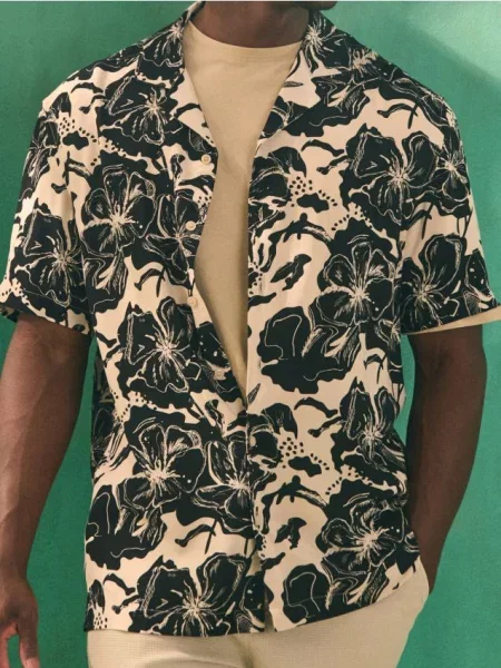 Sinsay Koszula z z motywem kwiatowym kremowy