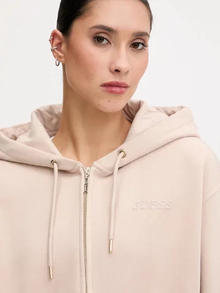 Однотонный свитер Guess с капюшоном бежевый