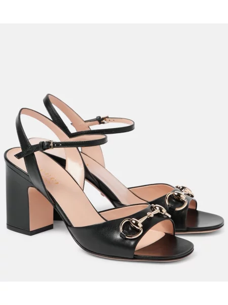 Usnjene sandali Gucci črna