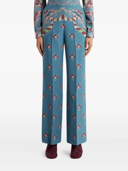 Pantaloni Etro cu model floral cu imagine albastru