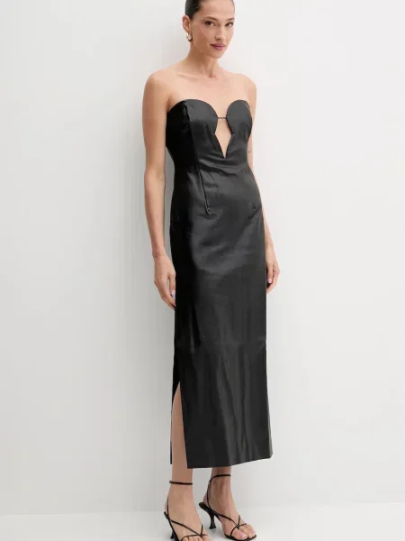 Bardot rochie midi drept negru
