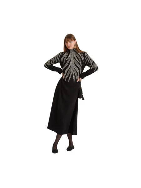 Sukienka Maliparmi w zebrę garniturowa czarna