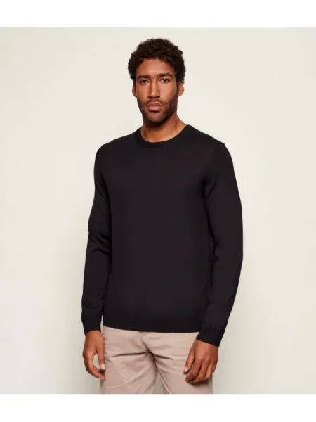 BOSS BLACK de lână pulover leno-p | slim fit negru