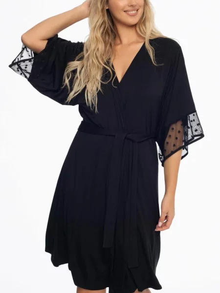 Женский короткий халат чорний