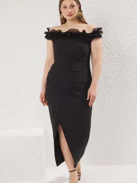 Trendyol Curve Koktejlové šaty černá