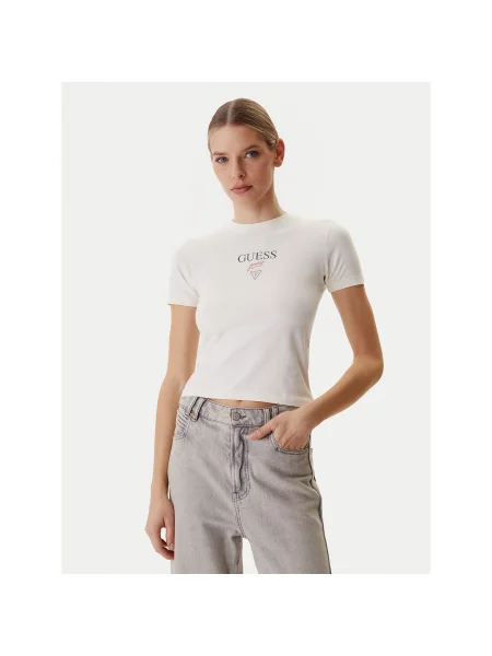 Guess Jeans Majica Écru Regular Fit