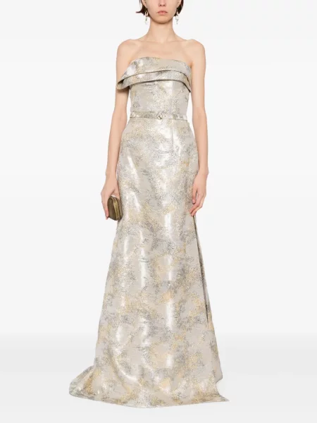 Rochie maxi Saiid Kobeisy lungă de costum gri