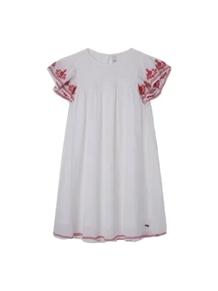 Rochie din denim copii Pepe Jeans alb