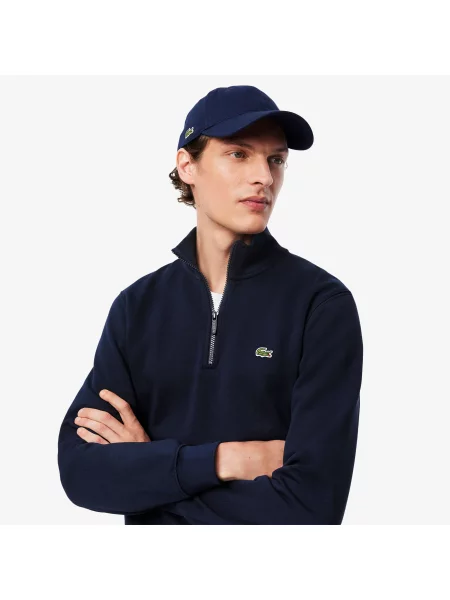 Lacoste Bluza Interlock Z Wysokim Kołnierzem I Zamkiem Błyskawicznym granatowa