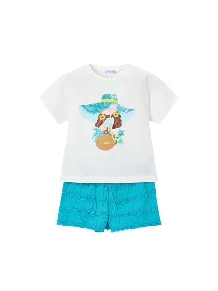 Mayoral Set tricou și pantaloni scurți Turcoaz