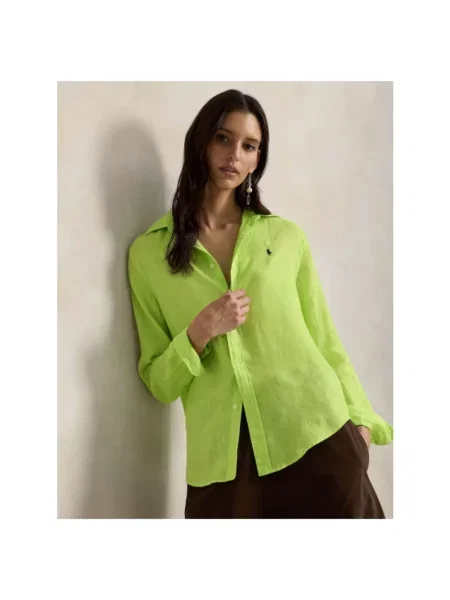 Lniana koszula Polo Ralph Lauren zielona