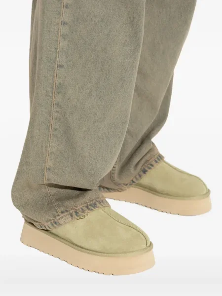 Papuci de casă Ugg din piele de căprioară cu platformă verde