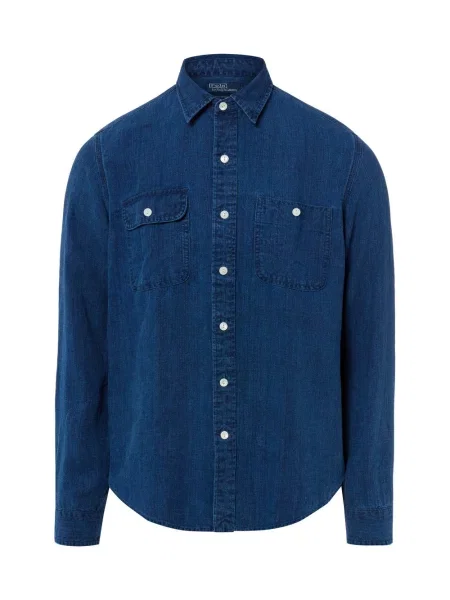 Polo Ralph Lauren koszula lniana Mężczyźni Regular Fit len S niebieski