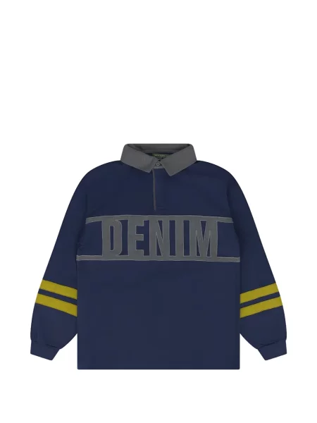 Tricou polo Denim Tears cu aplicații albastru