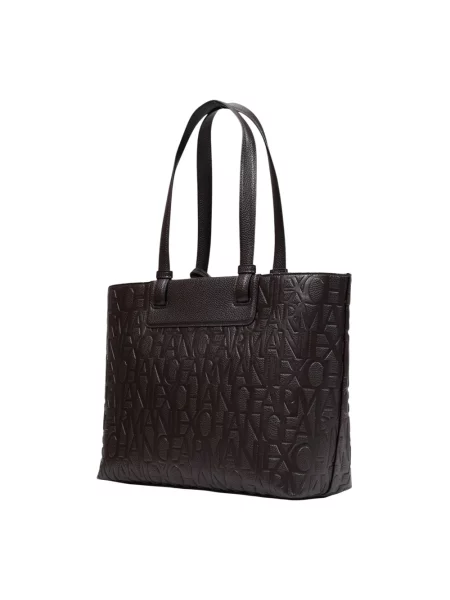 Shopperka Armani Exchange skórzana brązowa