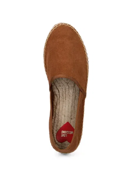 Zomšinės espadrilės Love Moschino pinti ruda