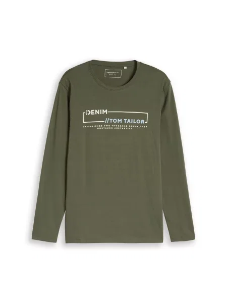 TOM TAILOR DENIM Tricou albastru deschis / verde alb