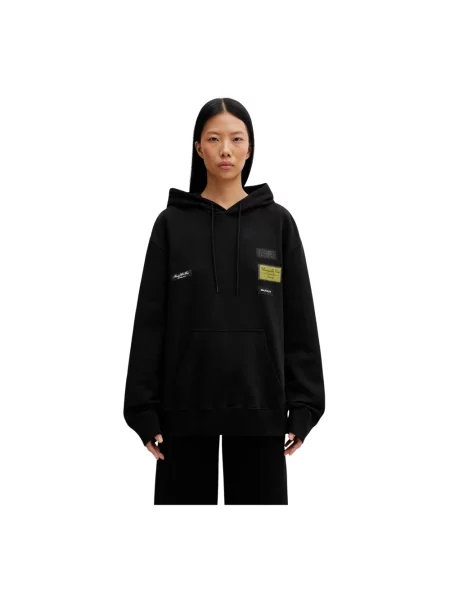 Bluza z kapturem Mm6 Maison Margiela z kapturem z logo czarna