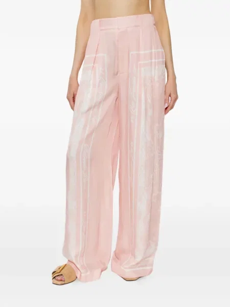 Pantaloni palazzo Balmain cu imagine roz