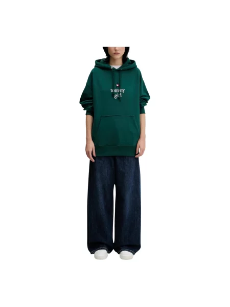 Tommy Jeans bluza z kapturem z aplikacją zielony