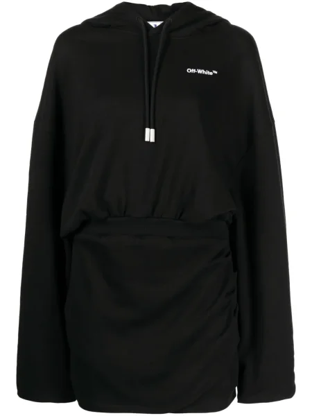 Hanorac cu glugă Off-white cu broderie alb