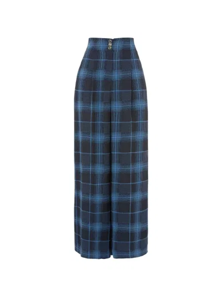 Pantaloni Temperley London în carouri albastru