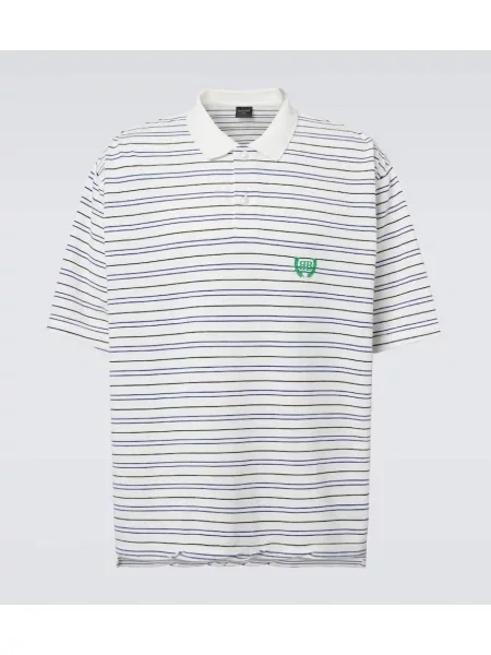 Polo majica Balenciaga s črtami modra