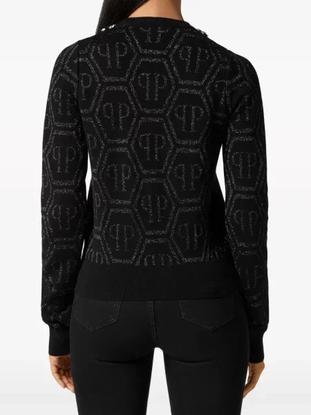 Megztinis Philipp Plein su kristalais juoda